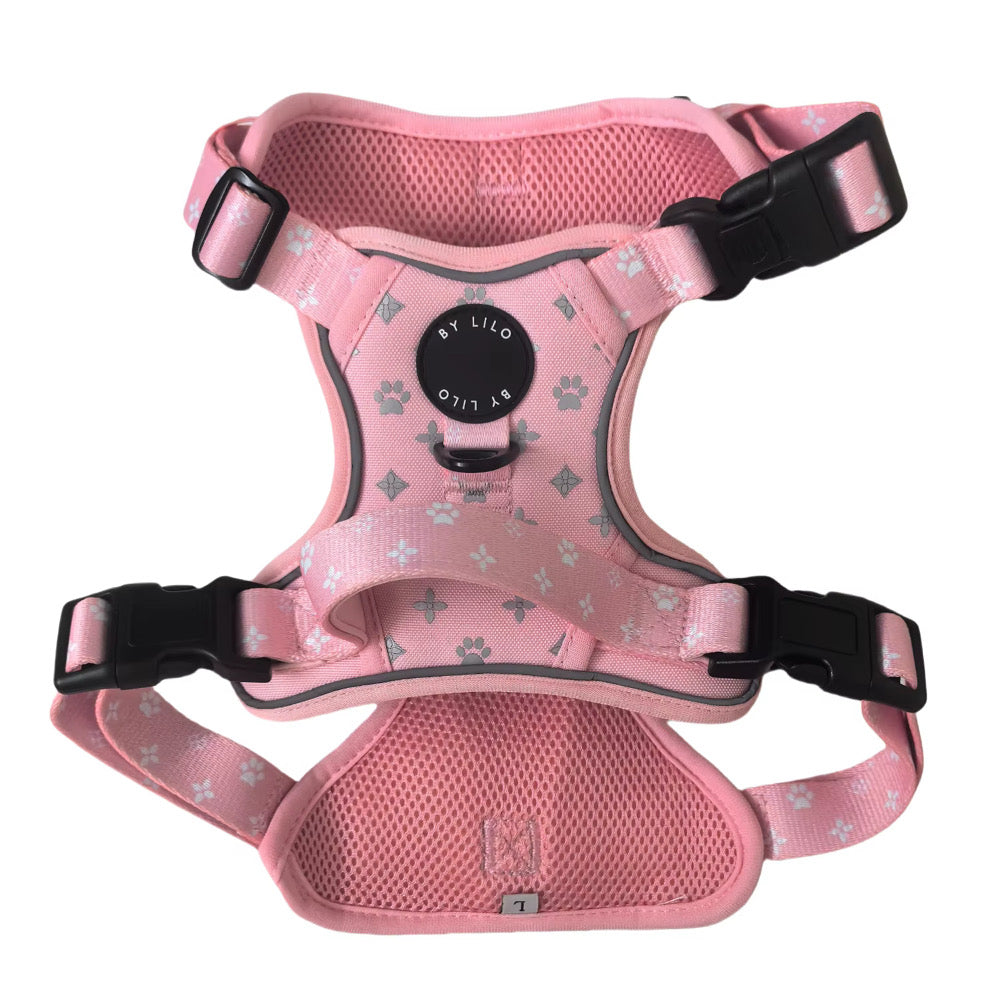 Roze reflecterend anti-trek Y-tuig - By Lilo - bovenaanzicht